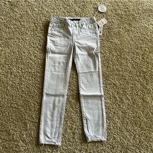 NWT Joes Jeans White Denim The Markie Mid Rise Skinny Ankle Shark Bite Hem 10